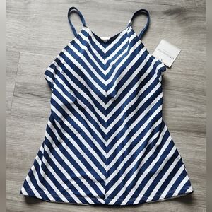 Liz Claiborne Striped High Neck Tankini Top Size L